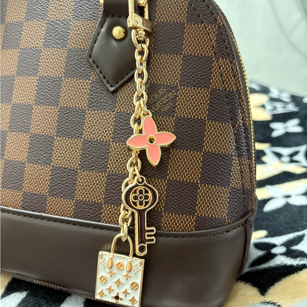 Gold with Pink and Brown Charm